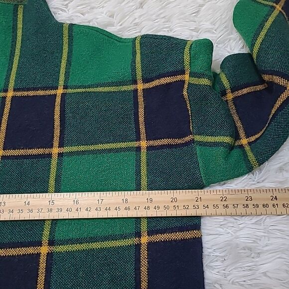 Rachel Zoe Plaid Mock Neck Sweater Womens Size Large Green Yellow Black Stretch - Picture 7 of 8